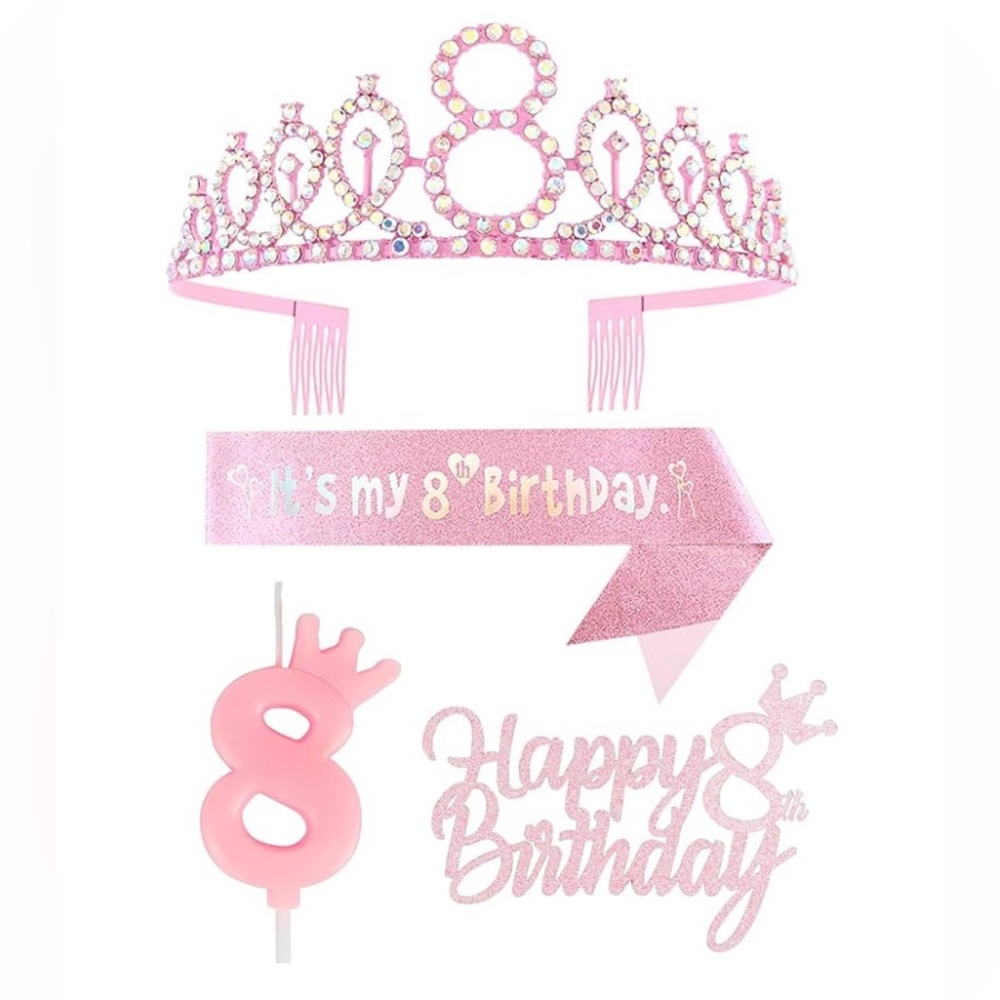 Pink 8th Happy Birthday Princess Party Set, Party Supplies